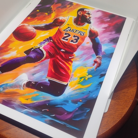 NEW!💯 LEBRON JAMES LAKERS 8.5x11 ULTRA PREMIUM GLOSSY COLOR ART REPRINT POSTER - Picture 6 of 7
